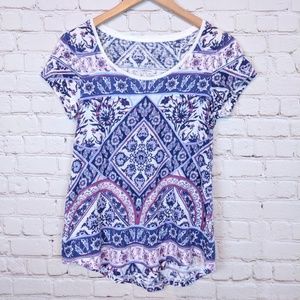Lucky Brand Purple Boho Burnout High Low Tee